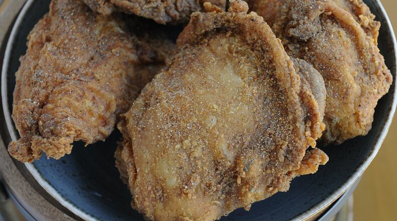 Fried Chicken Tower at Tupelo Honey Cafe in Sandy Springs. (BECKY STEIN PHOTOGRAPHY)