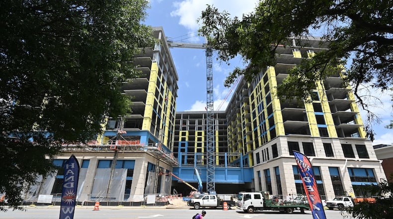 A luxury apartment complex under construction at 99 West Paces Ferry Road was awarded an estimated $3.35 million tax break from the Development Authority of Fulton County. (Hyosub Shin / Hyosub.Shin@ajc.com)
