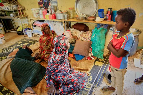 Sudanese displaced families take shelter in a school after being evacuated by the Sudanese army from areas once controlled by the paramilitary Rapid Support Forces (RSF) in Omdurman, Sudan, located across the Nile River from Khartoum, on Sunday, March 23, 2025. (AP Photo)