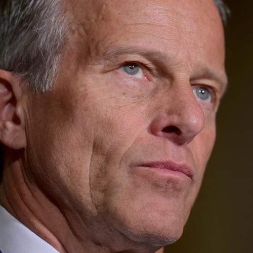Senate Majority Leader John Thune, R-S.D., speaks during the Senate Republican policy luncheon news conference at the Capitol, Tuesday, May 19, 2026, in Washington. (AP Photo/Rod Lamkey, Jr.)