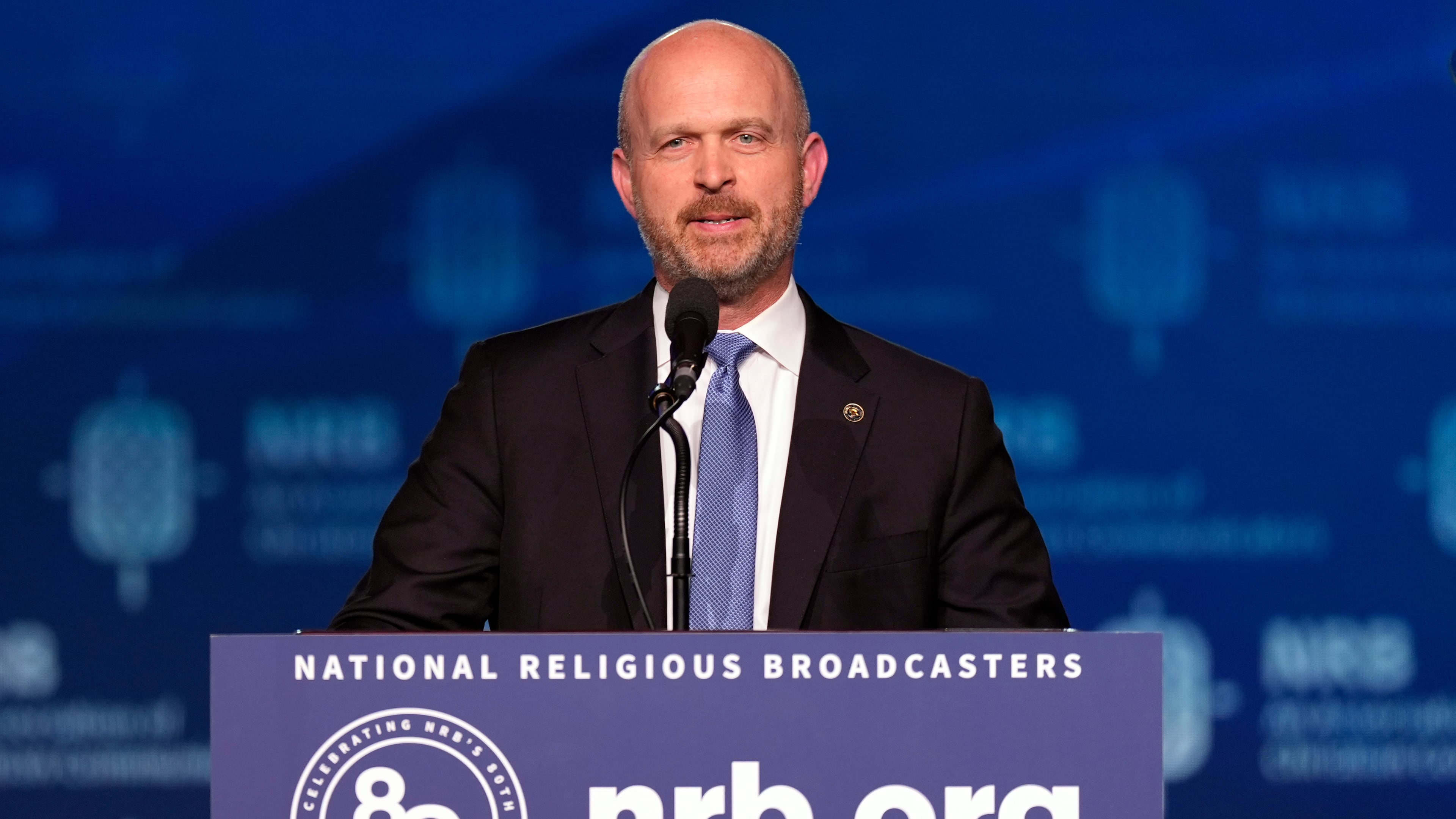 FILE - Kevin Roberts, president of The Heritage Foundation, speaks at the National Religious Broadcasters convention at the Gaylord Opryland Resort and Convention Center Feb. 22, 2024, in Nashville, Tenn. (AP Photo/George Walker IV, File)
