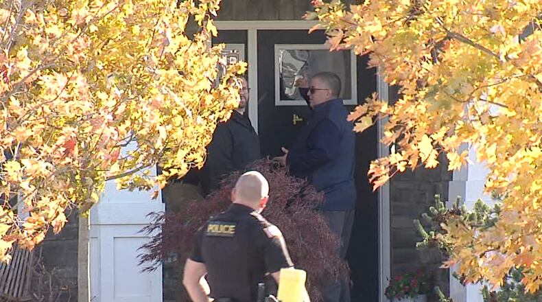 CORRECTS LAST NAME - In this image from video provided by WRTV, investigators work at the site of the fatal shooting of house cleaner Maria Florinda Rios Perez who went to the wrong address in Whitestown, Ind., on Wednesday, Nov. 5, 2025. (WRTV via AP)