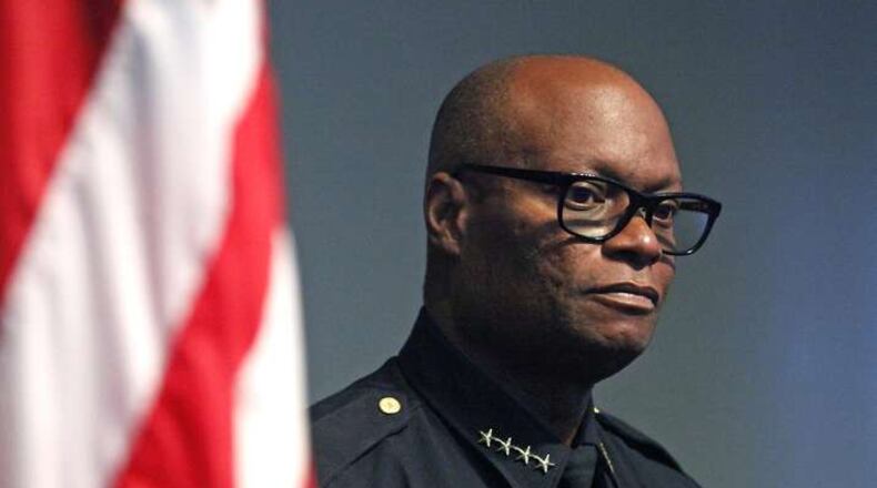 Dallas Police Chief David Brown speaks to the media on Monday. (Getty Images / Stewart F. House)