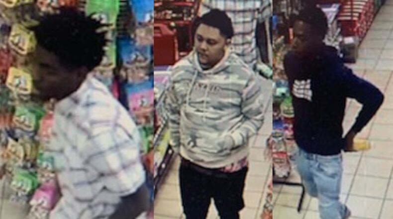 Union City police are searching for these three persons of interest after a man was shot and killed at a gas station Saturday night.