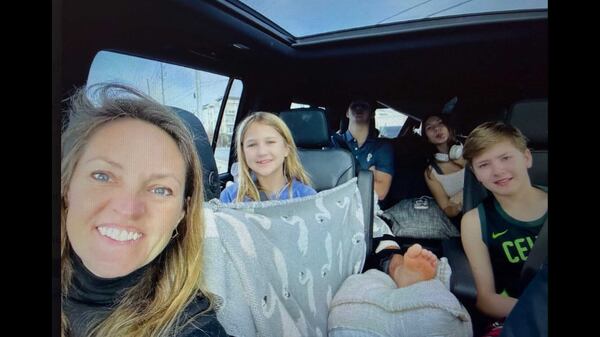 Beth Collums and her family in the car during their 2025 Christmas break vacation trip. (Courtesy of Beth Collums)