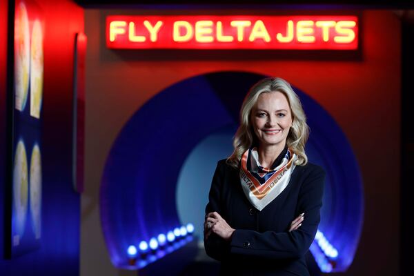 Alicia Tillman, Delta Air Lines’ chief marketing officer, poses for a photograph at the Delta Flight Museum on Tuesday, October 28, 2025.
(Miguel Martinez/AJC)