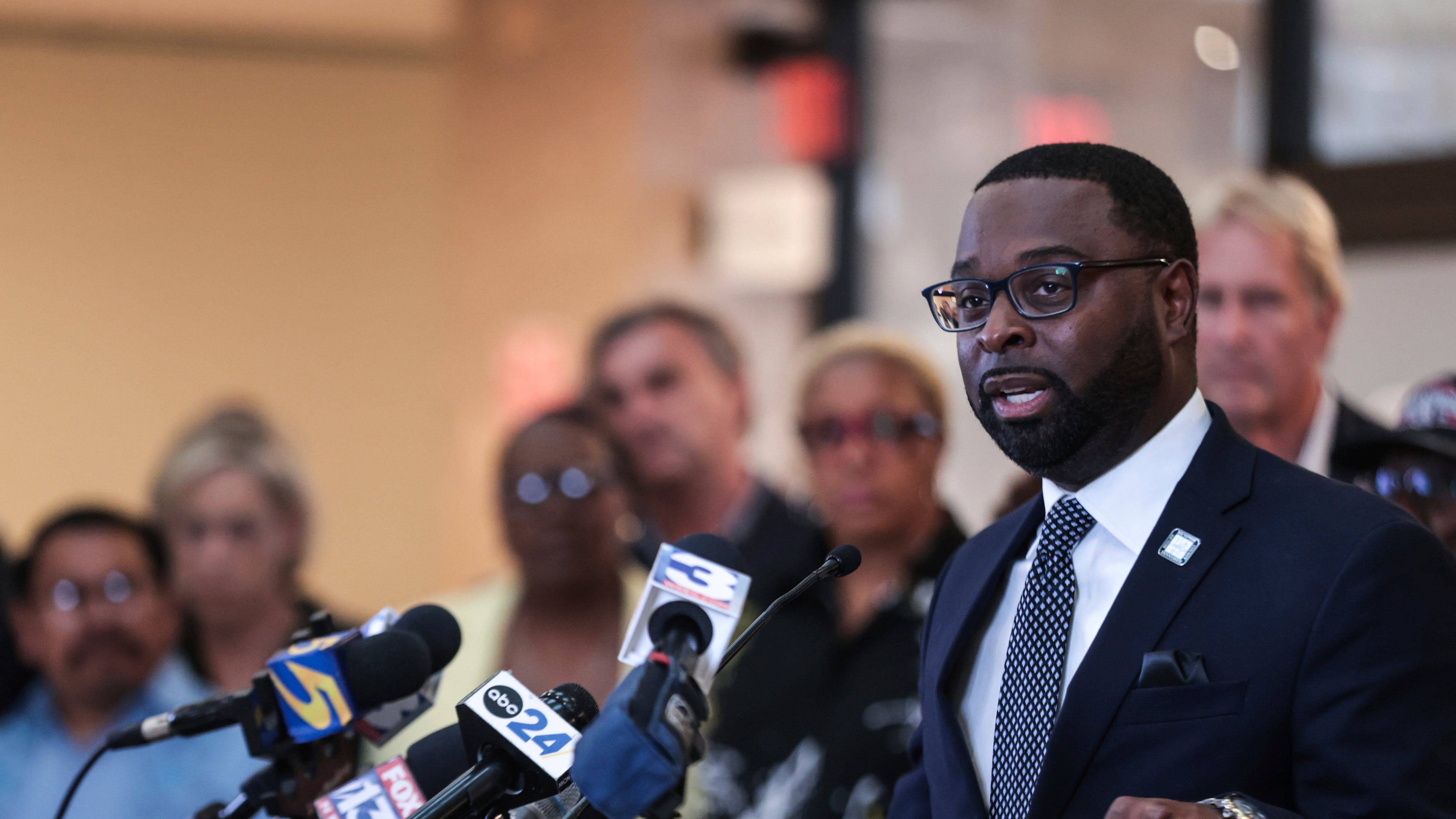 Memphis Mayor Paul Young speaks about the deployment of the National Guard to the city during a news conference Friday, Sept. 12, 2025, in Memphis, Tenn. (Patrick Lantrip/Daily Memphian via AP)