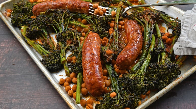 Spicy Sheet-Pan Sausage and Chickpeas
(CHRIS HUNT FOR THE ATLANTA JOURNAL-CONSTITUTION)