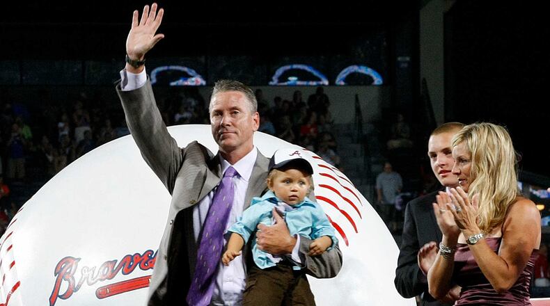 Tom Glavine has his uniform number 47 retired by the Braves in 2010. Curtis Compton ccompton@ajc.com