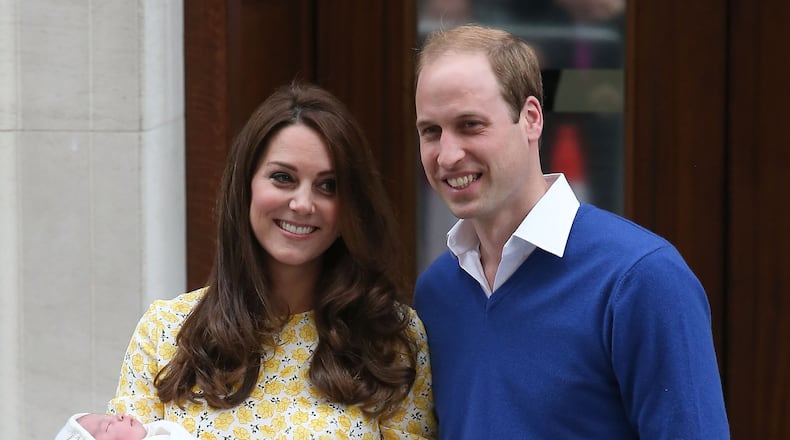 LONDON, ENGLAND - MAY 02: Catherine, Duchess of Cambridge and Prince William, Duke of Cambridge depart the Lindo Wing with their newborn daughter at St Mary's Hospital on May 2, 2015 in London, England. The Duchess was safely delivered of a daughter at 8:34am this morning, weighing 8lbs 3 oz who will be fourth in line to the throne. (Photo by Chris Jackson/Getty Images)