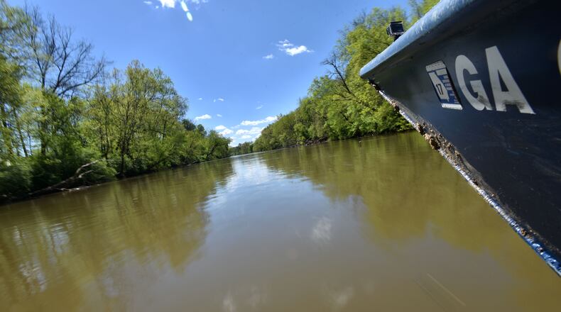 April 7, 2016 Atlanta - Jason Ulseth, Chattahoochee riverkeeper, drives his boat on the Chattahoochee River on Thursday, April 7, 2016. The Chattahoochee River basin, which includes the Flint, Apalachicola River and Apalachicola Bay, is the nation's "most endangered" waterway, according to an embargoed report by American Rivers. Too little water for recreation, energy, fishing and farming makes the river system incapable of sustaining a healthy and bountiful flow. HYOSUB SHIN / HSHIN@AJC.COM