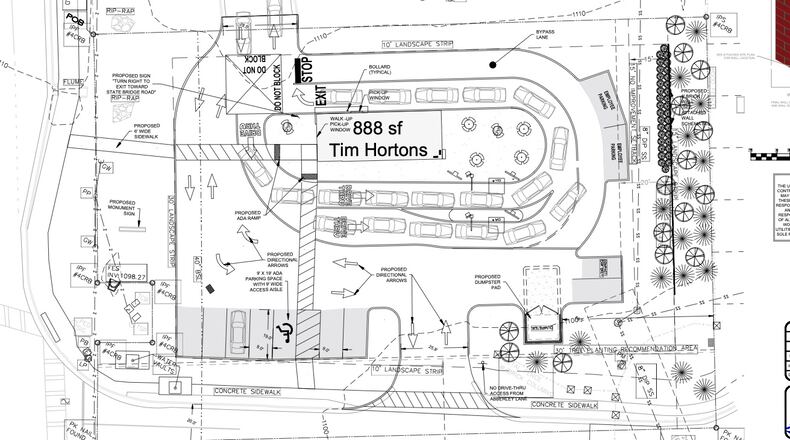 The Johns Creek City Council voted 4-3 against a request to open a coffee shop with a drive-through at 10805 State Bridge Road. (Courtesy City of Johns Creek)