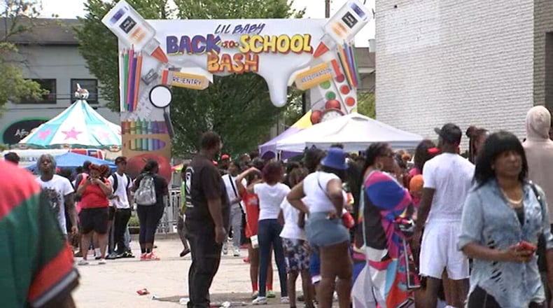 Atlanta rapper Lil Baby’s back-to-school event was held at the West End mall Sunday afternoon.