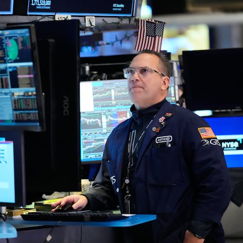 Anthony Matesic works on the floor at the New York Stock Exchange in New York, Thursday, March 5, 2026. (AP Photo/Seth Wenig)