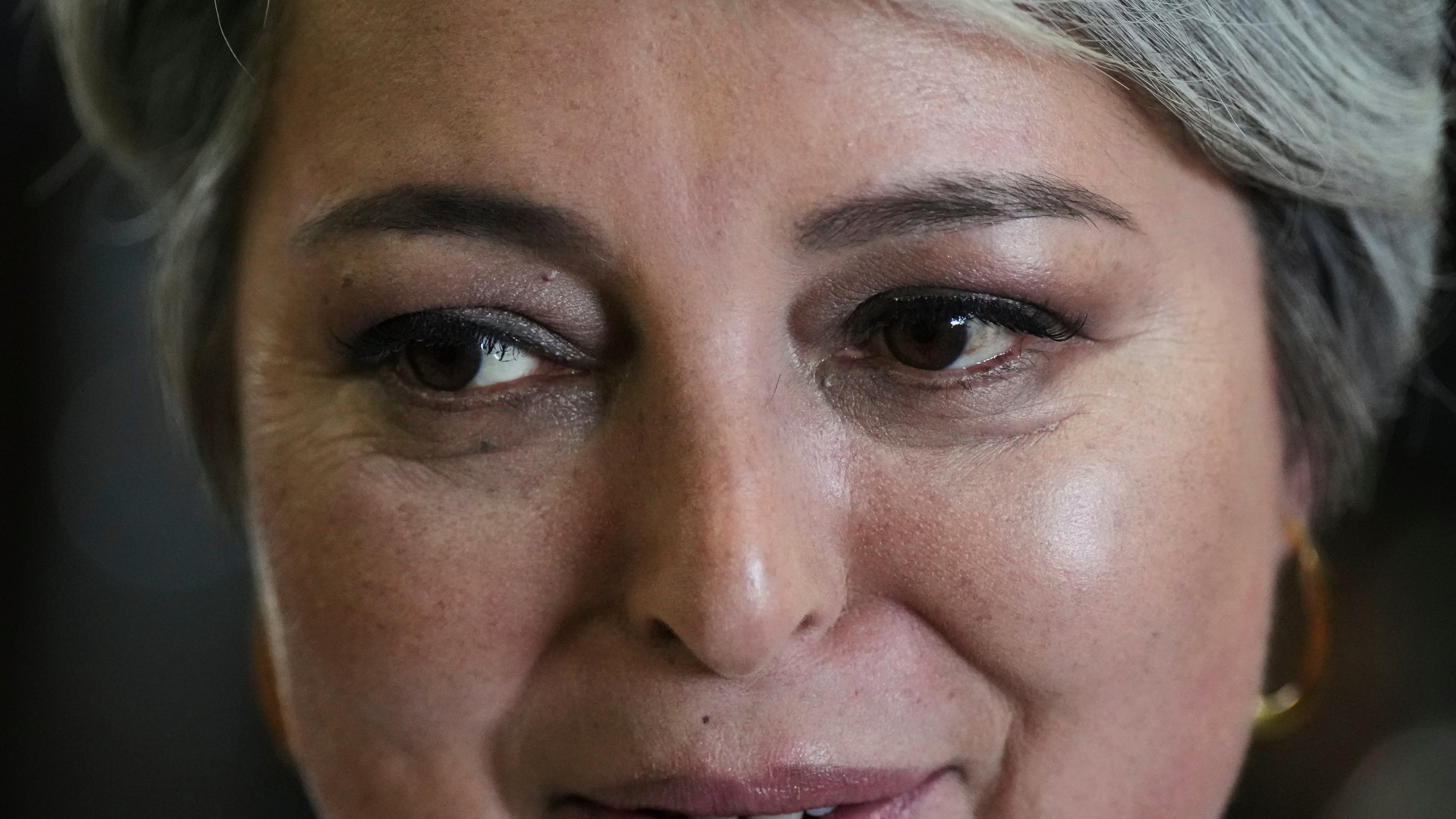 Presidential candidate Jeannette Jara of the Unidad por Chile coalition arrives to vote during general elections in Santiago, Chile, Sunday, Nov. 16, 2025. (AP Photo/Natacha Pisarenko)