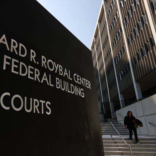 FILE -The Edward R. Roybal Center and Federal Building is seen Wednesday, Oct. 22, 2025, in Los Angeles. (AP Photo/Ethan Swope, File)