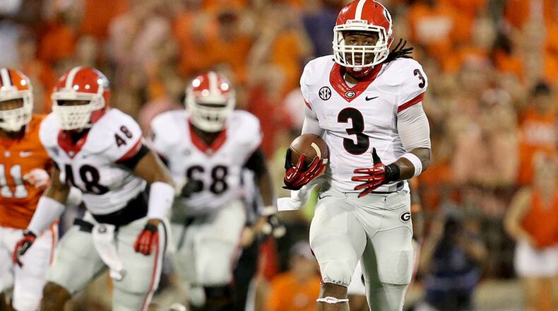 Georgia running back Todd Gurley had 154 yards and two touchdowns in last year's 38-35 loss at Clemson.