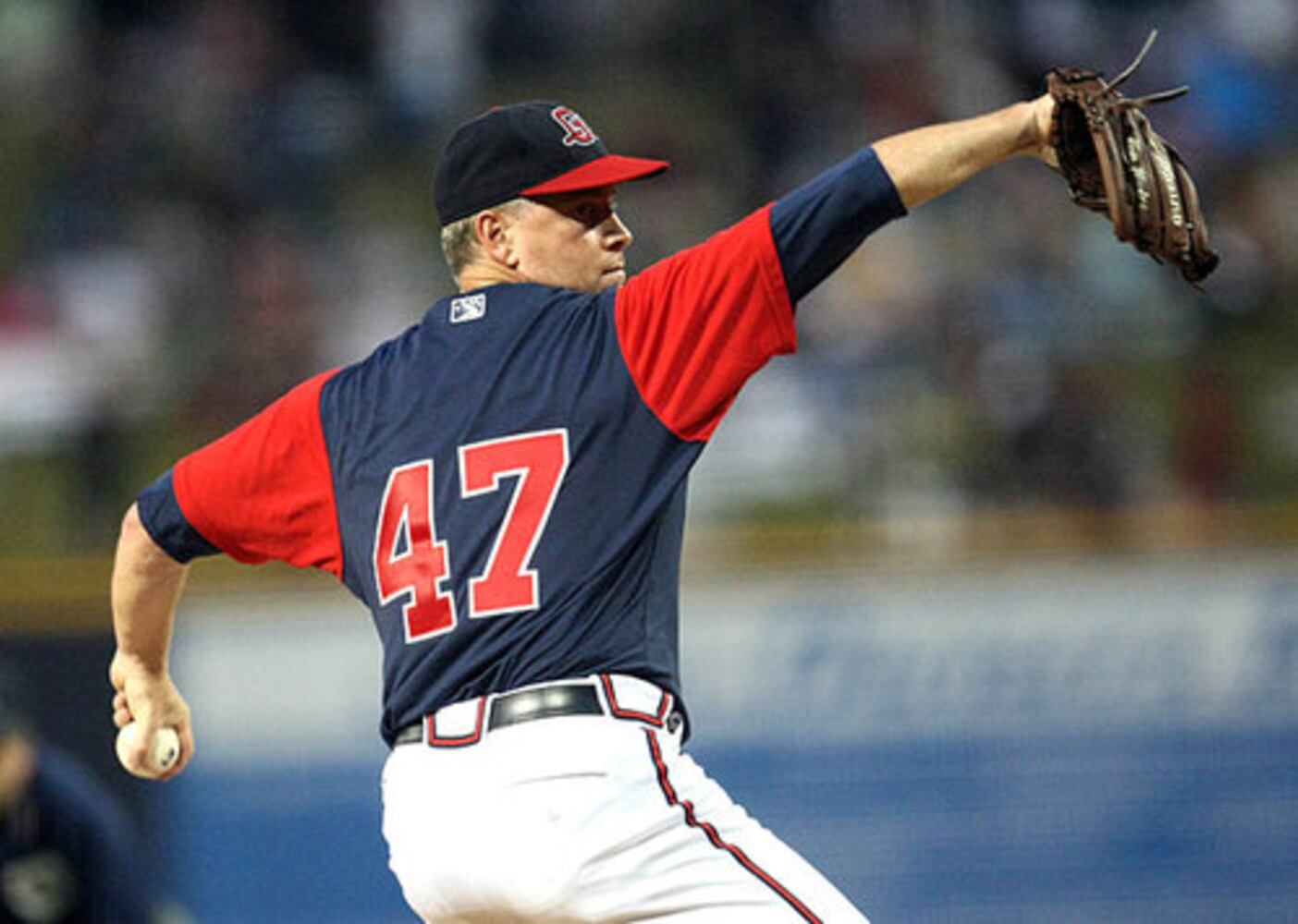 Tom Glavine pitches for Gwinnett Braves