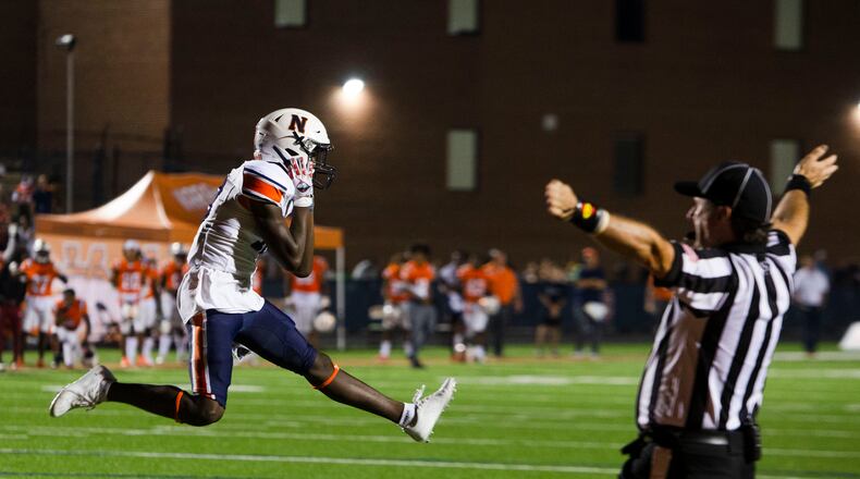 Ja'Quavion Turner, defensive back for Northside, celebrates a victory against North Cobb on Sept. 16. (CHRISTINA MATACOTTA FOR THE ATLANTA JOURNAL-CONSTITUTION)