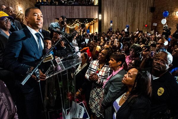 Montgomery Mayor-elect Steven Reed spoke at his victory party in Montgomery, Ala., on Tuesday night.