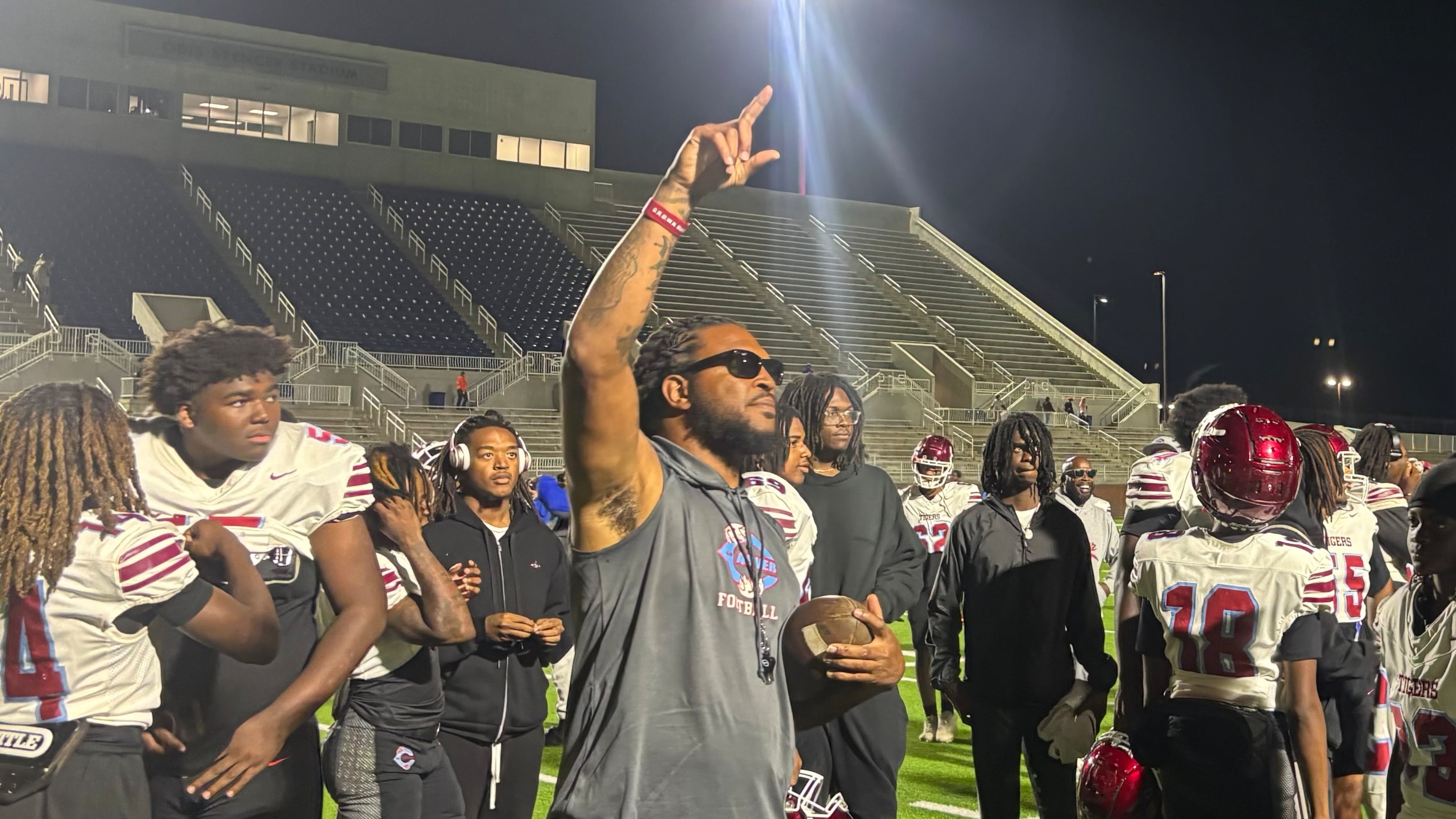 Former Carver-Columbus and University of Georgia star linebacker Jarvis Jones has led his alma mater to a 9-0 start. Carver is chasing back-to-back championships for the first time in school history. (Jack Leo/AJC)