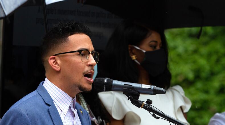 Councilman Antonio Brown announces the formation of a 70-member task force on the steps of  Atlanta City Hall on July 02, 2020.  STEVE SCHAEFER FOR THE ATLANTA JOURNAL-CONSTITUTION