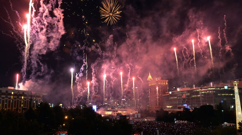 JULY 4, 2014 ATLANTA Fireworks explode over Centennial Olympic Park Friday, July 4th, 2014. KDJOHNSON/KDJOHNSON@AJC.COM Fireworks explode over Centennial Olympic Park on July 4th, 2014. K.D. Johnson, kdjohnson@ajc.com