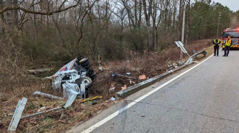 The bridge over a tributary of Chicken Creek in the 3100 block of Hamby Road in Milton was damaged following an accident Friday, Dec. 30. COURTESY CITY OF MILTON