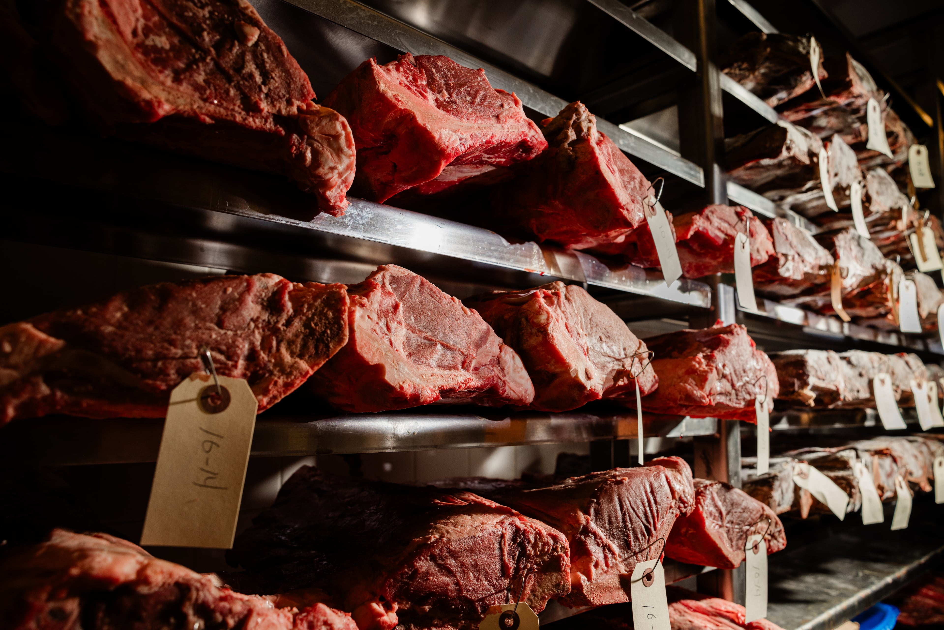 Bone-in filets dry aging at Bern's Steakhouse in Tampa. (Courtesy of Bern's Steakhouse)