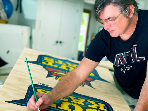 Atlanta artist R. Land at work in his north Florida studio. (Courtesy/Allyson Reeves)