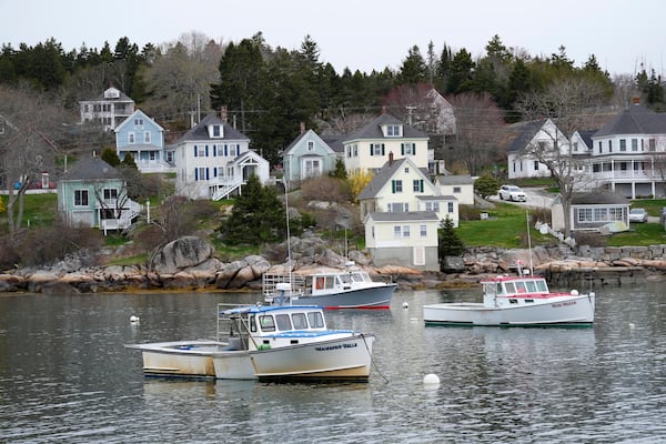 Lobster fishing boats are moored in Stonington, Maine, on Friday, May 2, 2025. (AP Photo/Robert F. Bukaty)