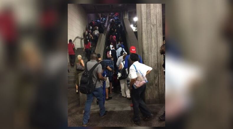 A police disturbance was reported Tuesday evening at the Midtown MARTA train station. (Carrie Teegardin / AJC)