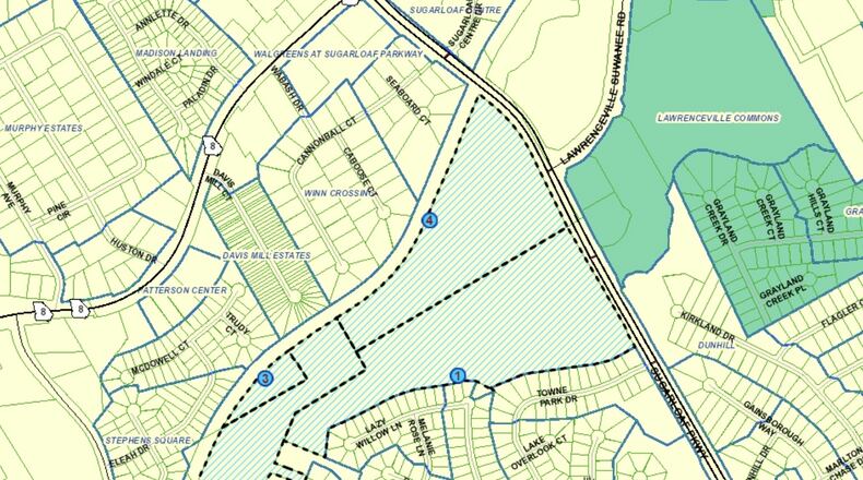 Lawrenceville will annex and rezone 68 acres near Sugarloaf Parkway. Courtesy City of Lawrenceville