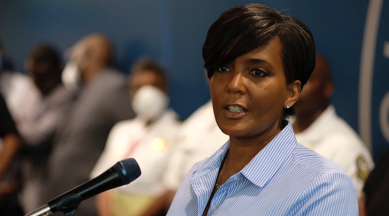 May 30, 2020 -  Atlanta -  Atlanta Mayor Keisha Lance Bottoms announced a 9pm curfew as protests continued for a second day.  Protests over the death of George Floyd in Minneapolis police custody spread around the United States on Saturday, as his case renewed anger about others involving African Americans, police and race relations.    Ben Gray for the Atlanta Journal Constitution