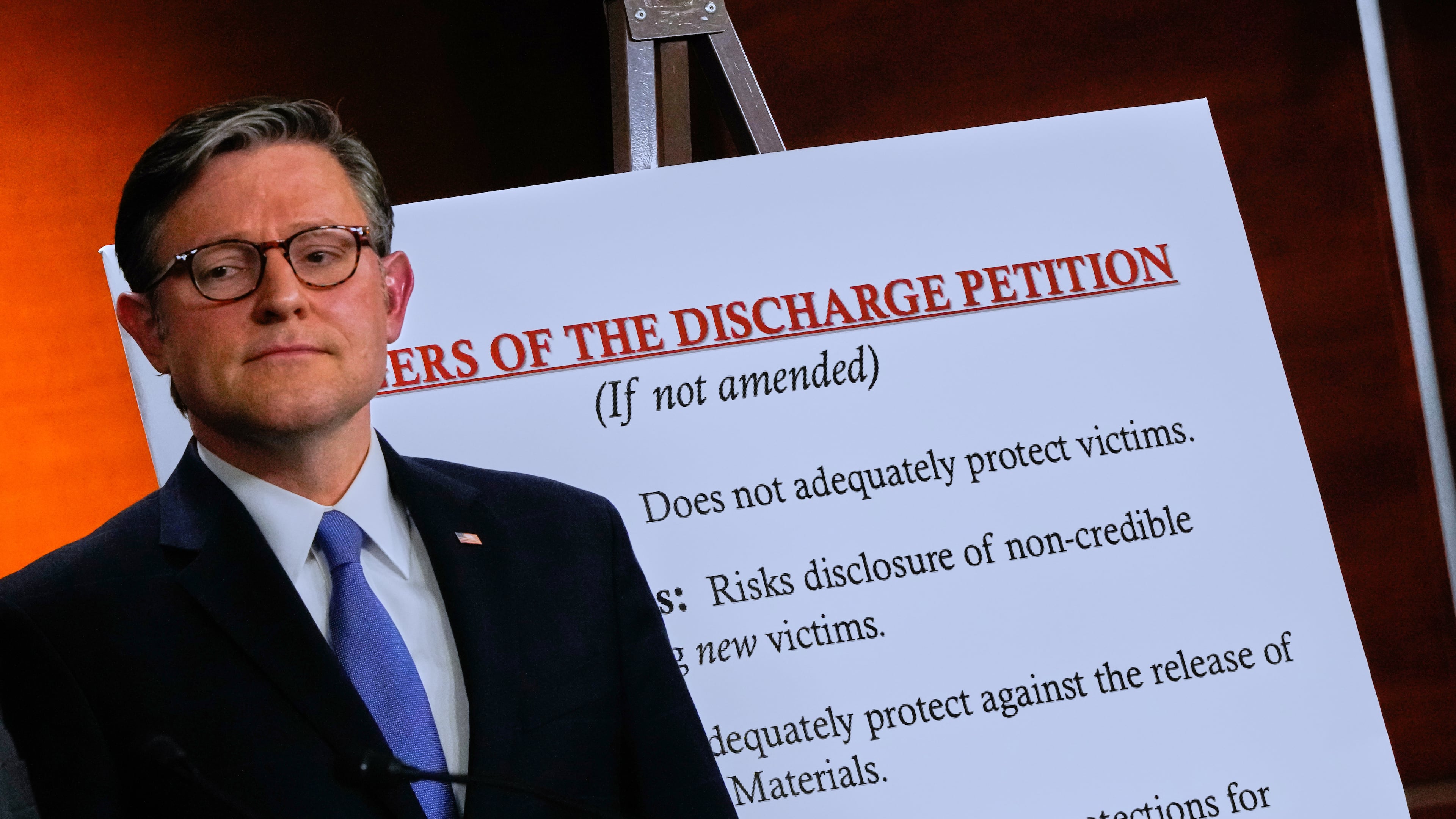 House Speaker Mike Johnson attended a news conference on the Epstein Files Transparency Act last week in Washington. Johnson reportedly wants to change the rules on discharge petitions. (Julia Demaree Nikhinson/AP)