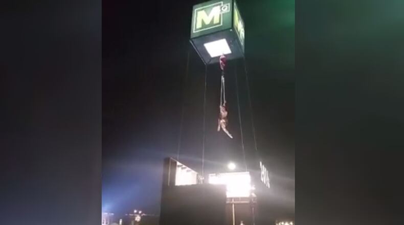 Marietta Square's first-ever New Year's Eve celebration included a "ball drop" that was as unexpected as it was memorable.