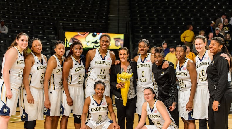 Georgia Tech women's basketball coach MaChelle Joseph won the 224th game of her career Sunday, all at Tech, making her the winningest coach in team history. (Danny Karnik/GT Athletics)