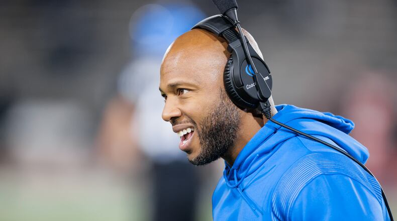New Georgia Tech running backs coach Mike Daniels during a game in the 2021 season with the University at Buffalo. (Paul Hokanson/UBBulls.com)