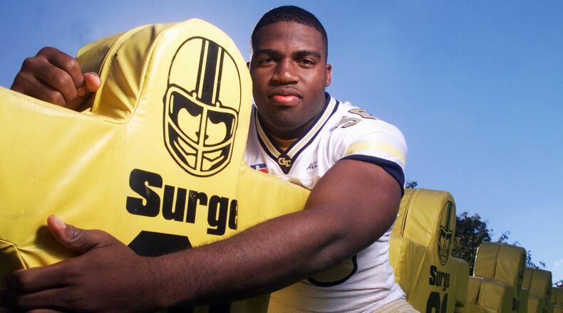 A 2001 portrait of Greg Gathers as he was approaching the Georgia Tech career sack record as a junior.