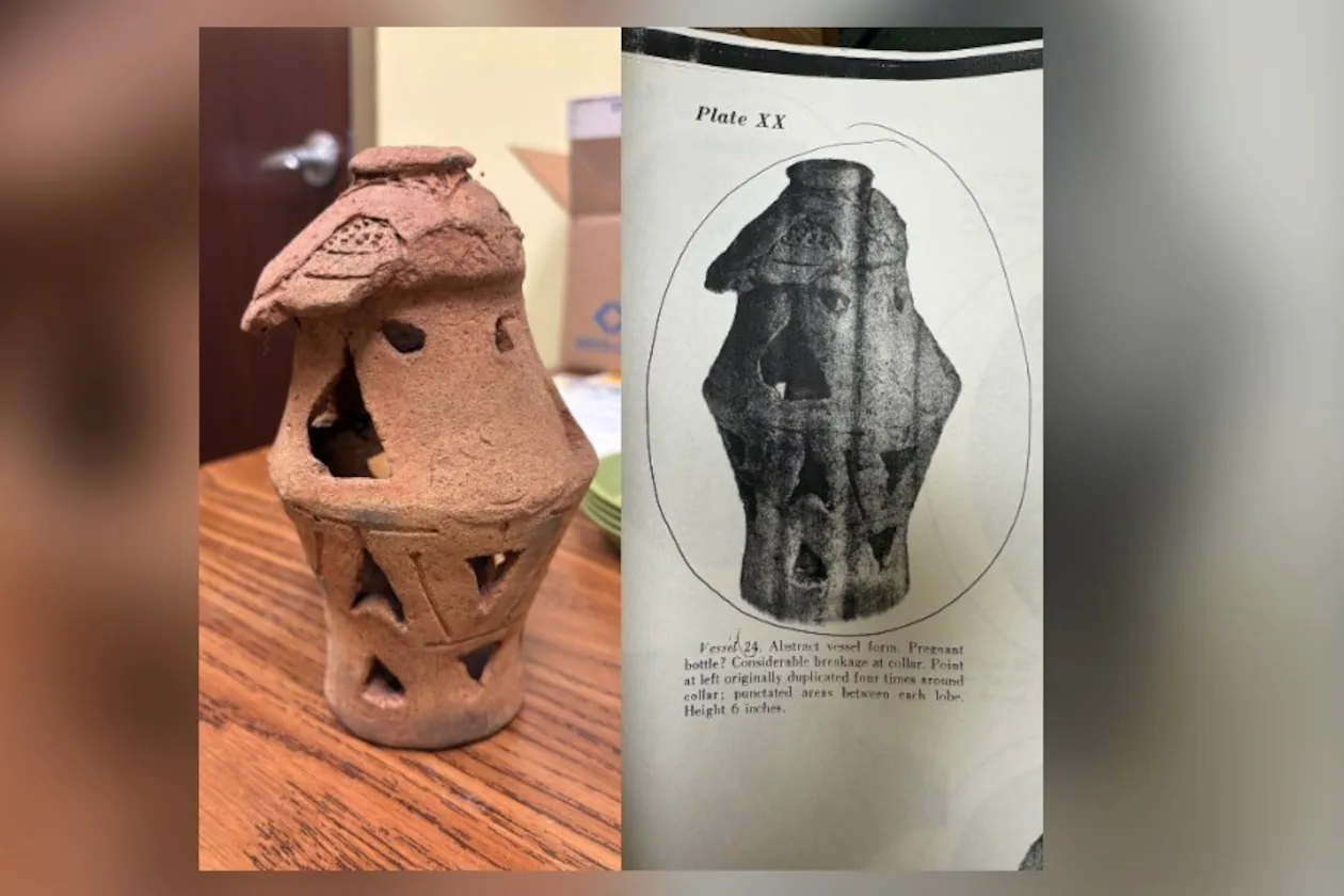 A piece of 1,500-year-old Native American pottery stolen from Georgia's Kolomoki Mounds State Park in 1974 was returned to the park last month by an unidentified man. (Courtesy of Georgia State Parks and Historic Sites)