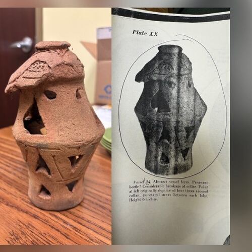 A piece of 1,500-year-old Native American pottery stolen from Georgia's Kolomoki Mounds State Park in 1974 was returned to the park last month by an unidentified man. (Courtesy of Georgia State Parks and Historic Sites)