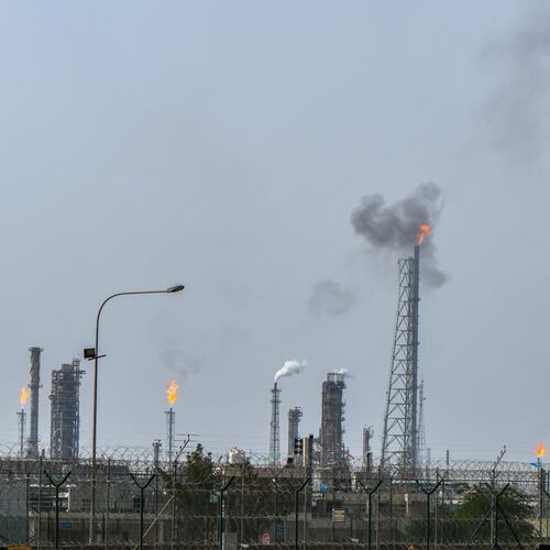 FILE - The Mina Al-Ahmadi oil refinery operates in Kuwait, March 20, 2026. (AP Photo, File)
