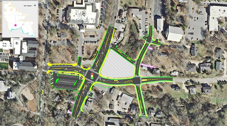Roswell is seeking a $50,000 state grant to pay for landscaping at the realigned, reconstructed intersection of Oxbo Road and Atlanta Street (Ga. 9). CITY OF ROSWELL