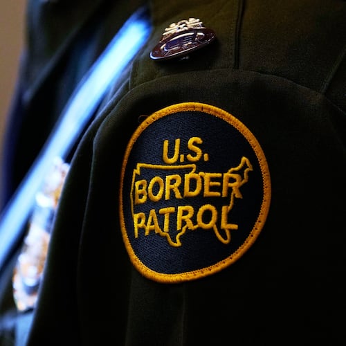 FILE - A U.S. Border Patrol patch is seen, Nov. 3, 2025, in Rosemont, Ill. (AP Photo/Erin Hooley, File)