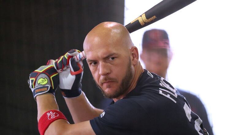 Feb 17, 2018 Lake Buena Vista: Braves catcher Tyler Flowers works on his swing in the batting tunnels on Saturday, Feb 17, 2018, at the ESPN Wide World of Sports Complex in Lake Buena Vista. Curtis Compton/ccompton@ajc.com