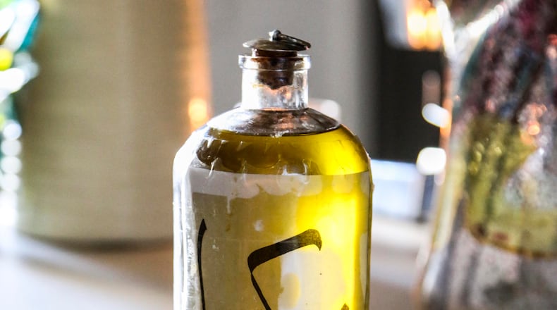 Olive oil in Nicole Aragi's kitchen in New York, Jan. 21, 2016. The literary agent finds comfort (and a taste of home) in olive oil harvested in northern Lebanon where her father was born.