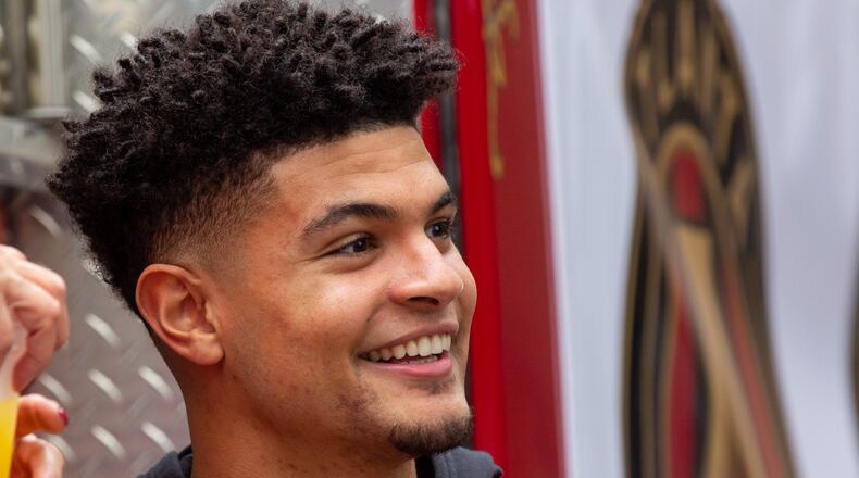 Atlanta Unitedâs Miles Robinson poses for a photo during the Childrenâs Christmas Parade benefitting Childrenâs Healthcare of Atlanta in midtown Atlanta, Georgia, on Saturday, Dec. 7, 2019. (Photo/Rebecca Wright)