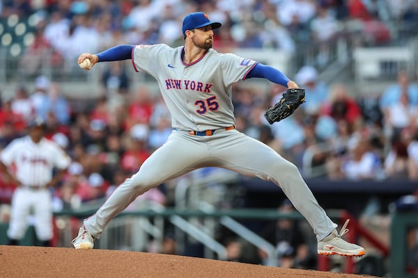 New York Mets pitcher Clay Holmes delivers in the second inning of a baseball game against the Atlanta Braves, Thursday, June 19, 2025, in Atlanta. (AP Photo/Colin Hubbard)