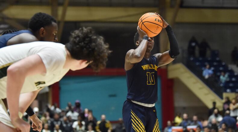 Wheeler's Nash Kelly (10) scores a free throw at the end of the fourth quarter during 2020 GHSA State Basketball Class Championship game at the Macon Centreplex in Macon on Saturday, March 7, 2020. Wheeler won 60-59 over Grayson. (Hyosub Shin / Hyosub.Shin@ajc.com)