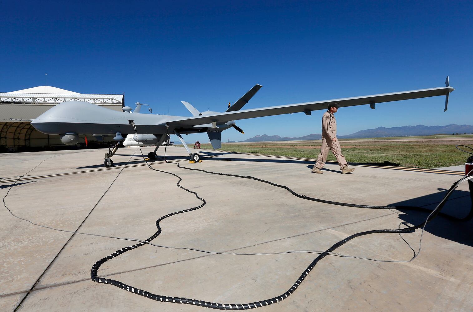 Unmanned aircraft survey terrain where there are no border agents.